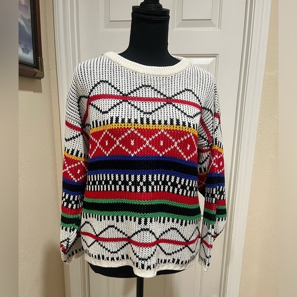Hunt Club Sweaters - HUNT-CLUB  VINTAGE 90s COLORFUL GEOMETRIC STRIPES SWEATER WOMENS SIZE M.